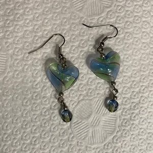 Glass Bead Heart Earrings